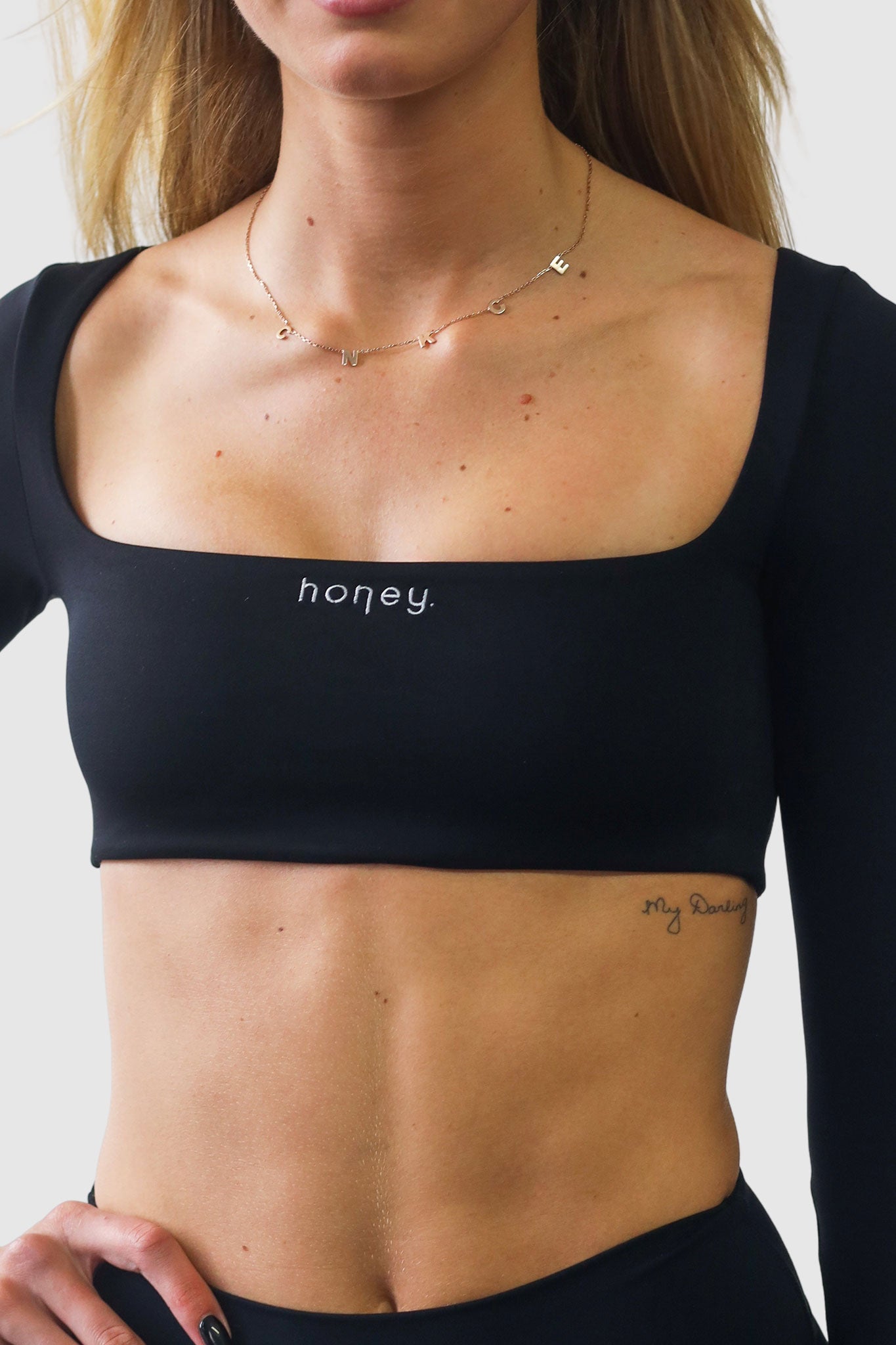 Luxe Long-Sleeve Crop Top | Lunar Black