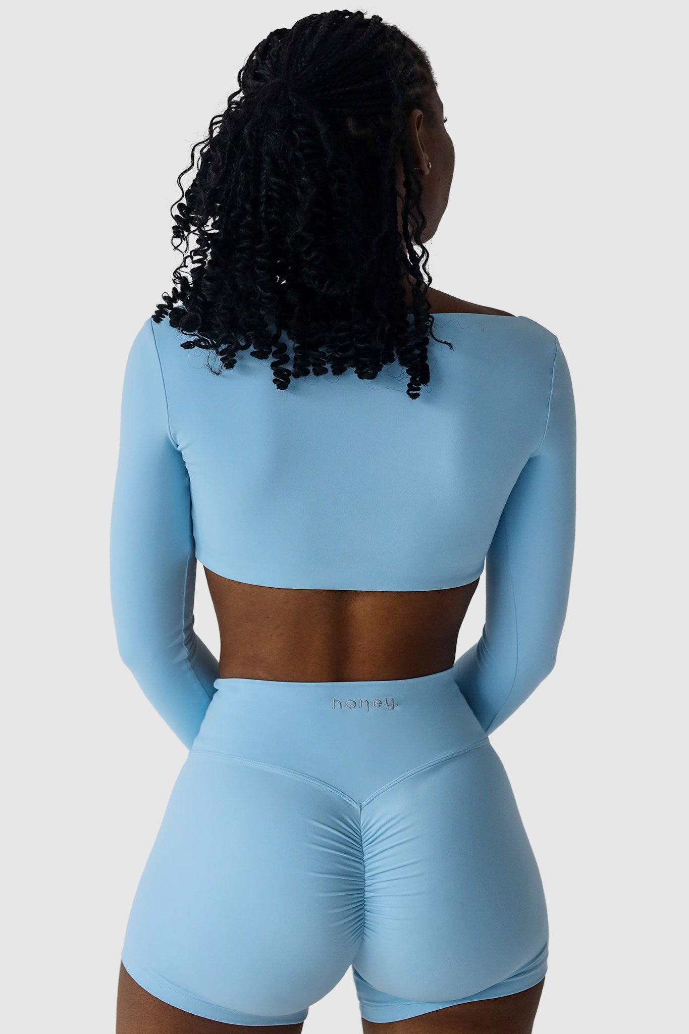 Luxe Long-Sleeve Crop Top | Powder Blue