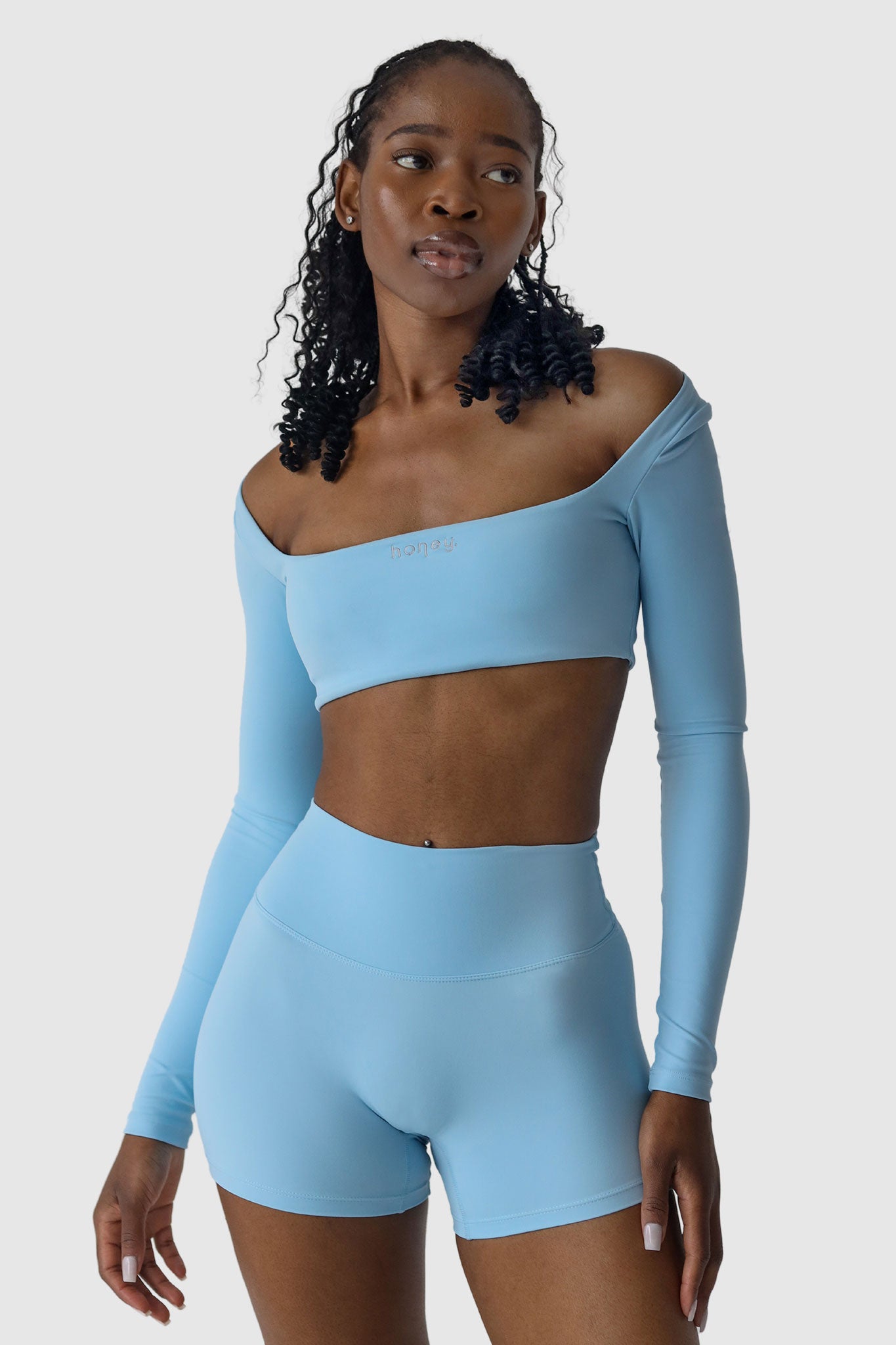 Luxe Long-Sleeve Crop Top | Powder Blue