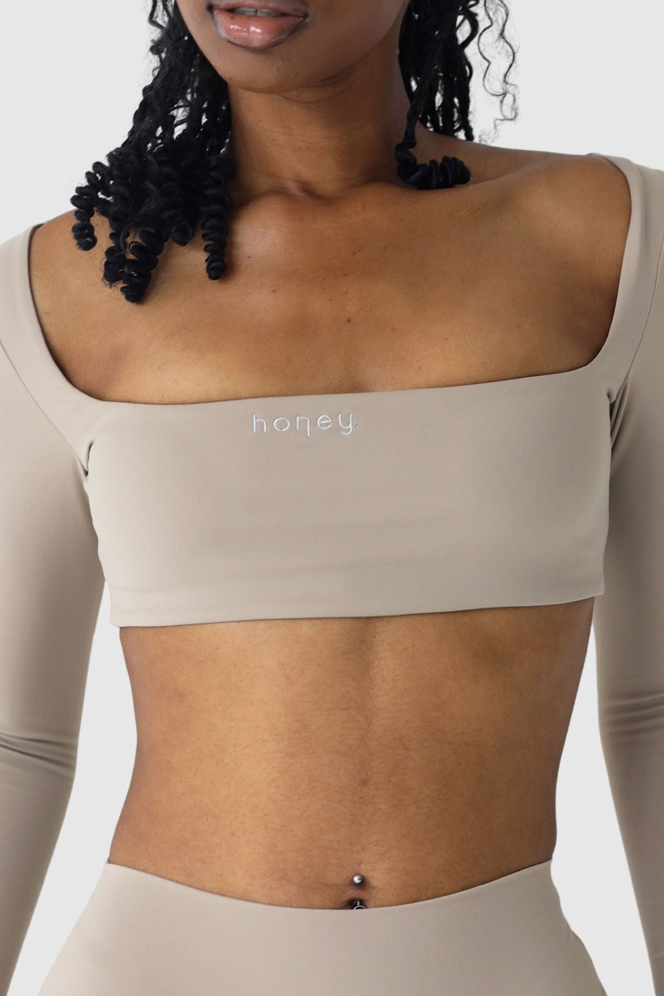 Luxe Long-Sleeve Crop Top | Honey Latte Nude