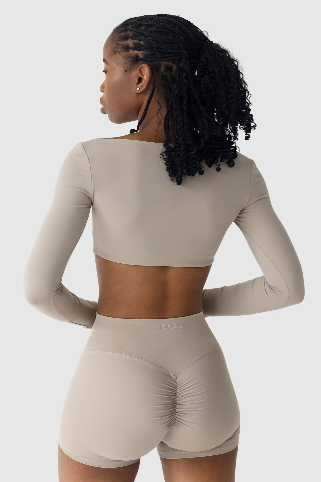 Luxe Long-Sleeve Crop Top | Honey Latte Nude