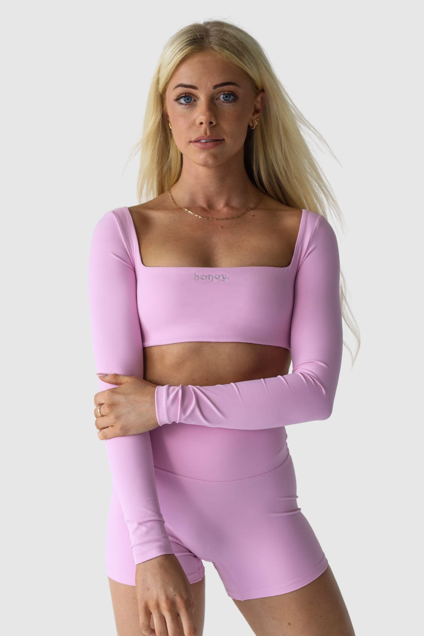Luxe Long-Sleeve Crop Top | Sweetheart Pink