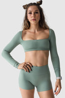 Luxe Long-Sleeve Crop Top | Pistachio Green